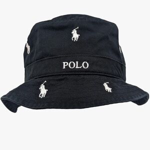 Polo Ralph Lauren Unisex's White Pony Allover Bucket Hat Black